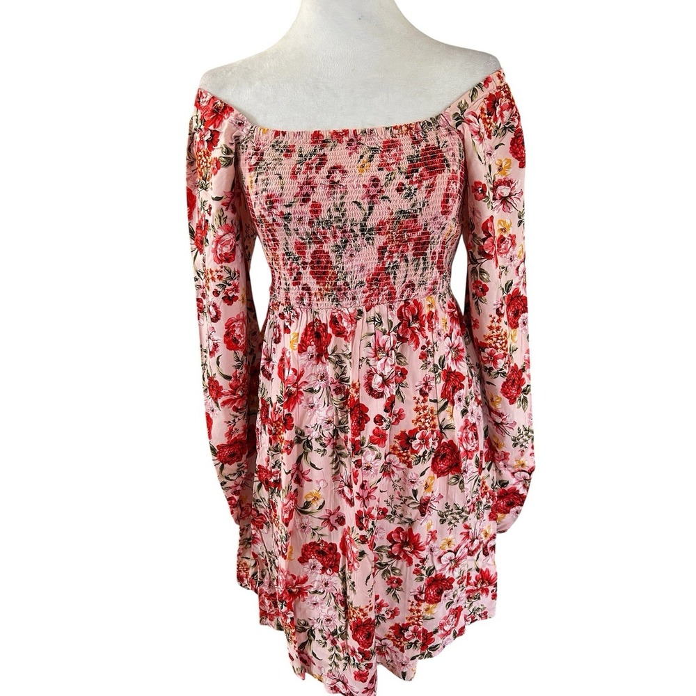 Old Navy NWT Off Shoulder Floral Dress Smocked Top SZ S Pink Romantic